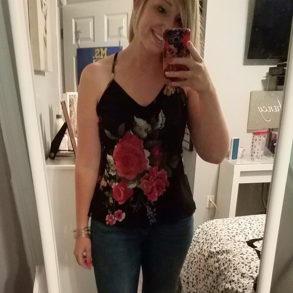Sheer Backed Floral Halter Top